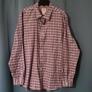 L.L. Bean Men's Size XL Tall Slightly Fitted Plaid Purple Button Up Shirt Cotton